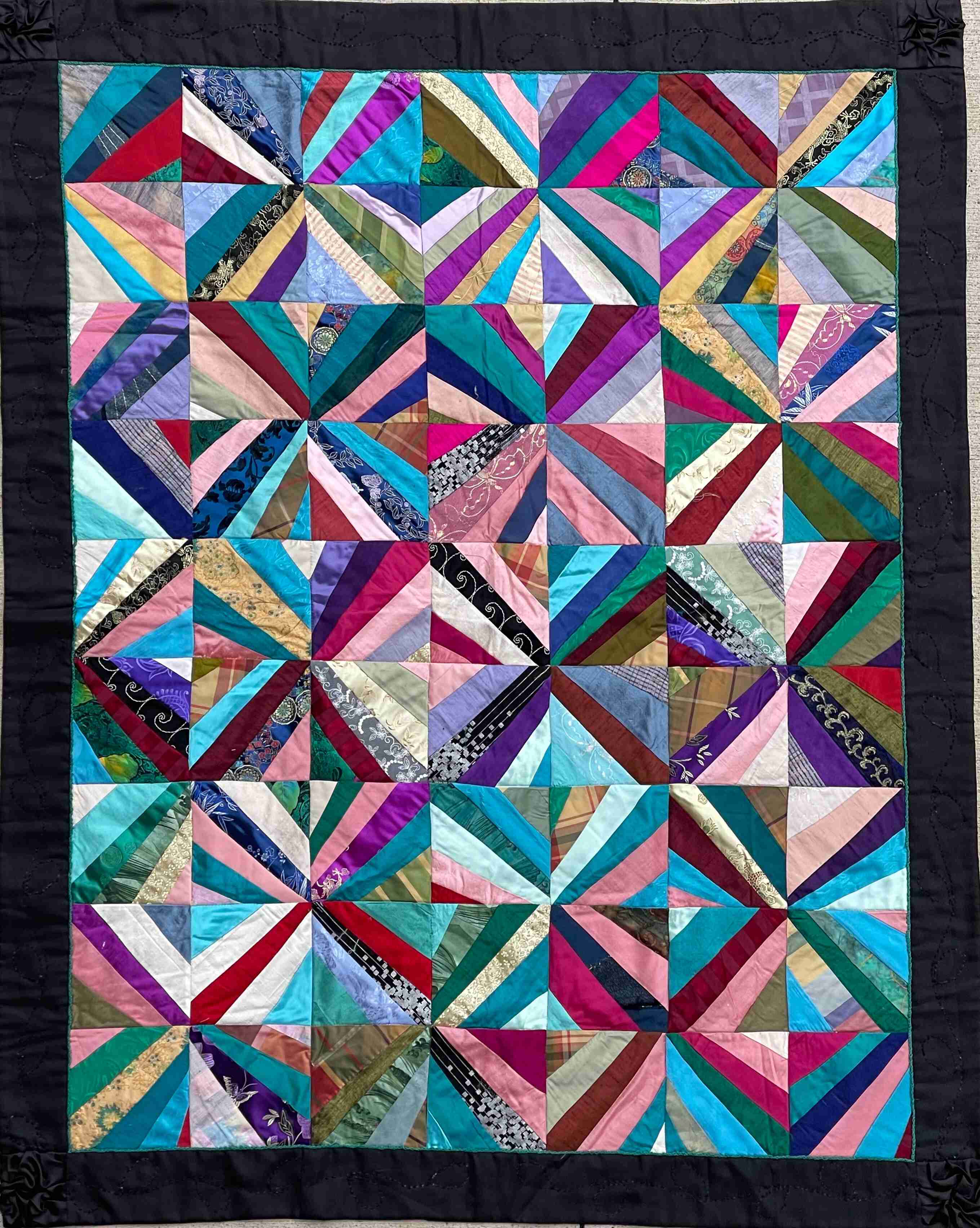 String Pieced Block Quilt